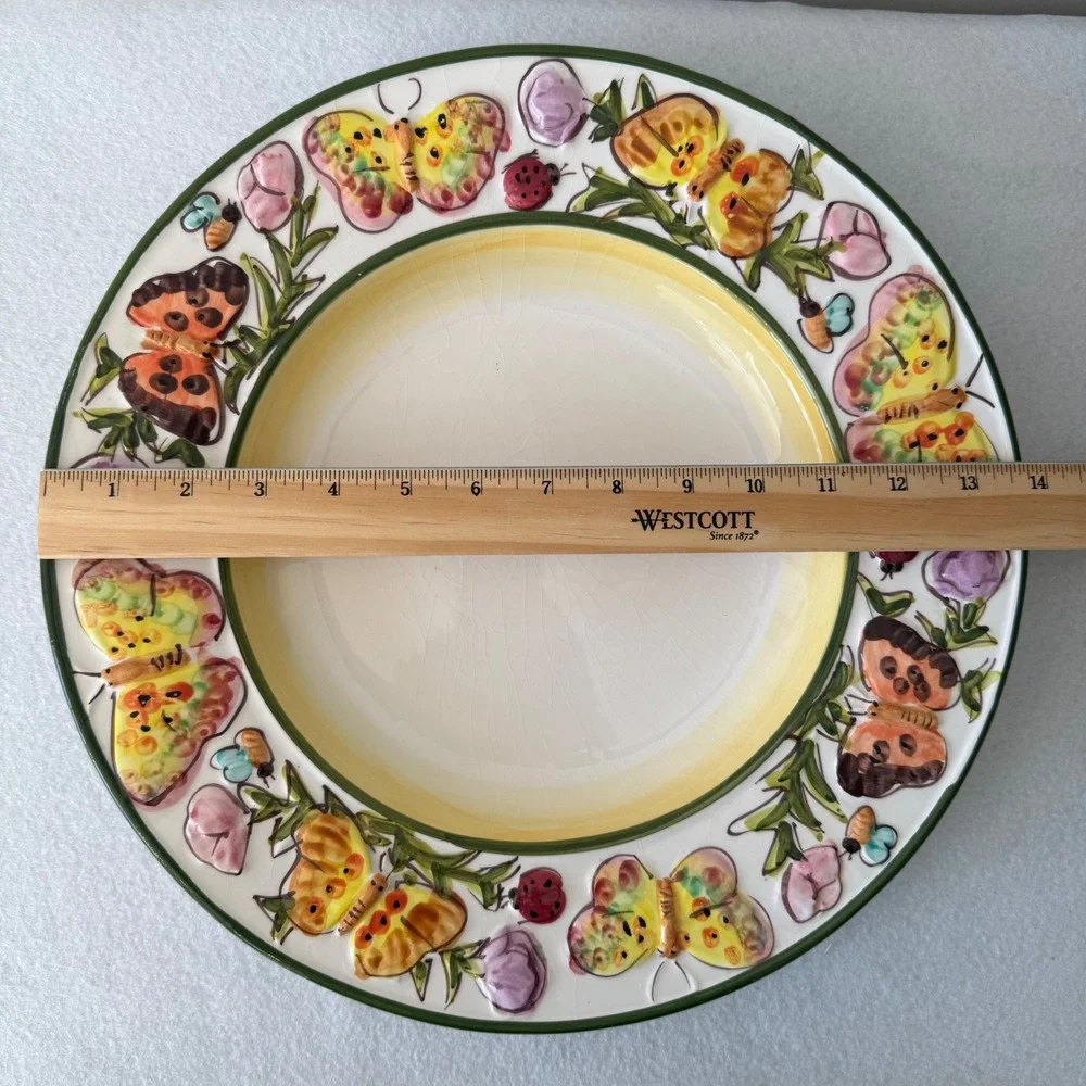 World Bazaars‎ Butterfly Garden Charger Plate 14